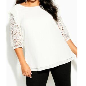 City Chic White Lace Sleeve Blouse